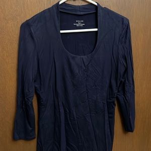 Grace 3/4 length sleeve scoop neck navy shirt